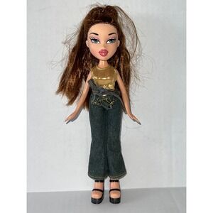 Bratz 2001 Ooh La La Dana Doll Gold Metallic Top Denim Flare Black Heels